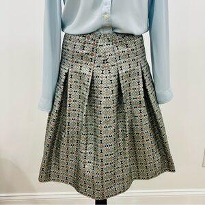ETCETERA Silk Shimmer Floral Pleated Tapestry Style Skirt Lined Womens Size 4